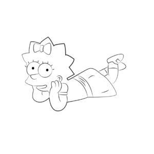 Maggie Lying, Cartoon, abstract, minimalist, easy_draw, simple_shape