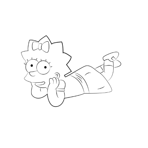 Maggie Lying, Cartoon, abstract, minimalist, easy_draw, simple_shape