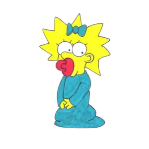 Red Pacifier Mouth, Cartoon, The_Simpsons, Maggie_Simpson, easy, famous