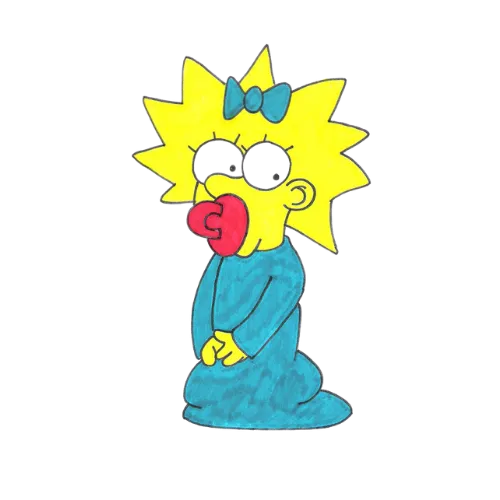 Red Pacifier Mouth, Cartoon, The_Simpsons, Maggie_Simpson, easy, famous