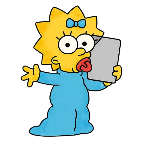 Holding Grey Board, Cartoon, The_Simpsons, Maggie_Simpson, easy, famous
