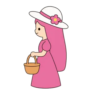 Basket Carrying Princess, Cartoon