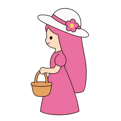 Basket Carrying Princess, Cartoon