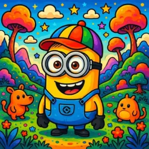 Colorful Minion, Cartoon, Despicable_Me, Minion, normal, famous