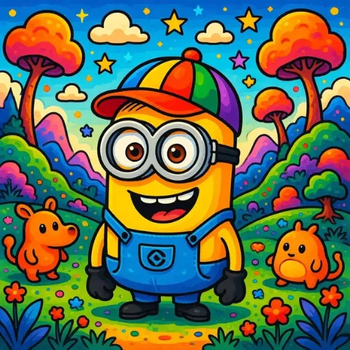 Colorful Minion, Cartoon, Despicable_Me, Minion, normal, famous