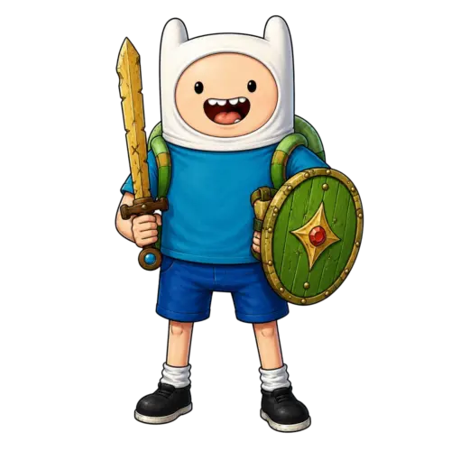 Shield Warrior Finn, Cartoon, Adventure_Time, Finn, easy, famous