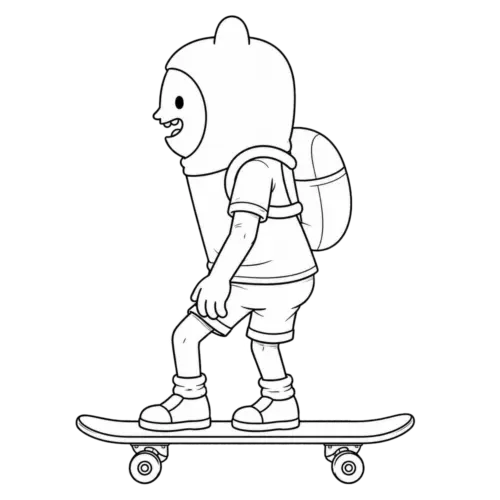 Skateboarding Finn, Cartoon, Adventure_Time, Finn, easy, famous