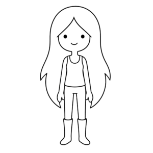Simple Standing Marceline, Cartoon, character, girl, easy, no_color