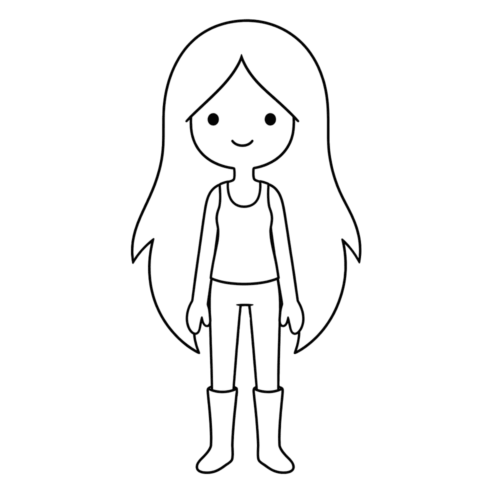 Simple Standing Marceline, Cartoon, character, girl, easy, no_color