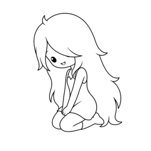 Kneeling Sad Marceline, Cartoon, anime, unknown_character, easy, JP
