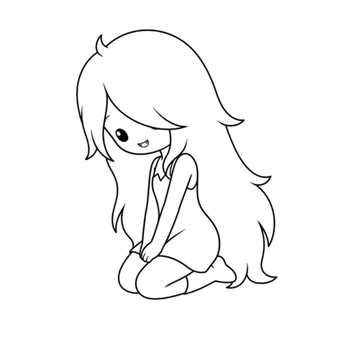 Kneeling Sad Marceline, Cartoon, anime, unknown_character, easy, JP