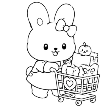 Bunny Holding Flowers, Cartoon, Hello_Kitty, easy, JP, US