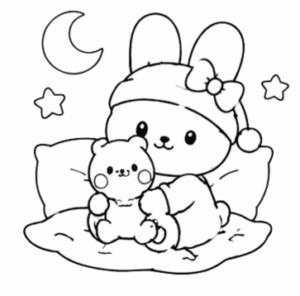 Moon Bunny Dream, Cartoon, My_Melody, unknown_character, easy, famous