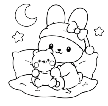 Moon Bunny Dream, Cartoon, My_Melody, unknown_character, easy, famous
