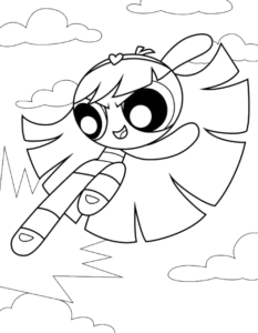 Blossom Flight, Cartoon, powerpuff_girls, unknown_character, easy, famous