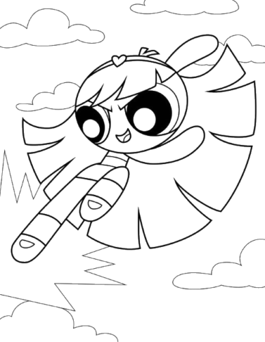 Blossom Flight, Cartoon, powerpuff_girls, unknown_character, easy, famous