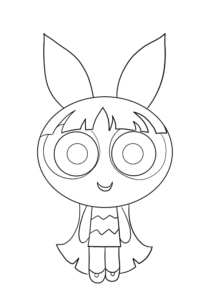 Blossom Outline, Cartoon, Powerpuff_Girls, Bubbles, easy, famous