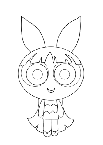 Blossom Outline, Cartoon, Powerpuff_Girls, Bubbles, easy, famous