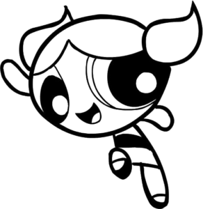 Bubbles Outline, Cartoon, powerpuff_girls, blossom, easy, famous