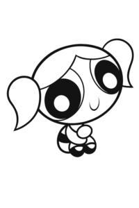 Bubbles Sitting, Cartoon, Powerpuff_Girls, Bubbles, easy, famous