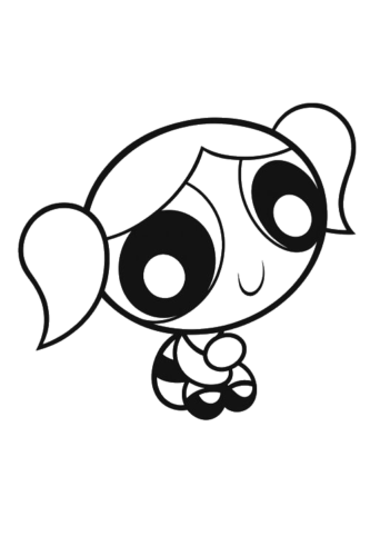 Bubbles Sitting, Cartoon, Powerpuff_Girls, Bubbles, easy, famous