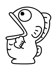 Bule Monster Fish, Cartoon, fish_shape, easy, JP, KR