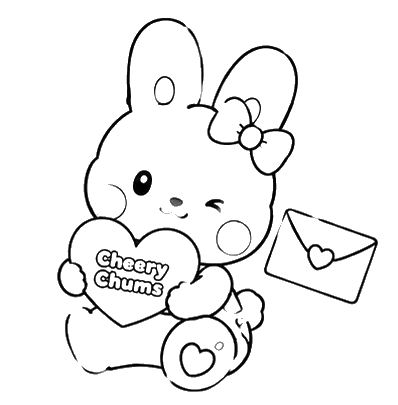 Bunny Holding Letter, Cartoon, unknown, cherry_chums, easy, famous