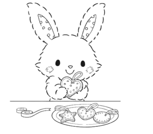 Bunny In Bowl, Cartoon, rabbit_with_cookies, easy, JP, US