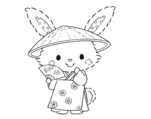 Bunny In Straw Hat, Cartoon, cartoon_animal, easy, JP, KR