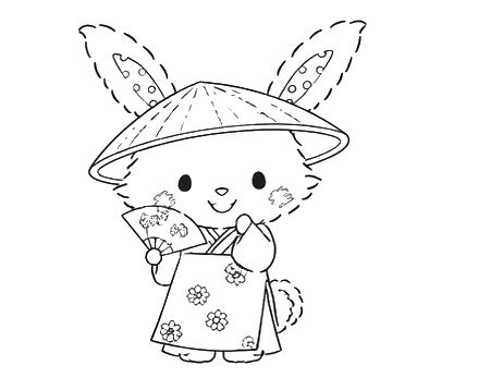 Bunny In Straw Hat, Cartoon, cartoon_animal, easy, JP, KR