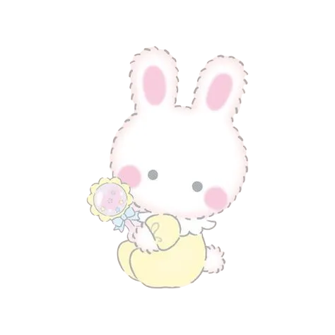 Bunny Sitting On Cushinon, Cartoon, Sanrio, My_Melody, easy, famous