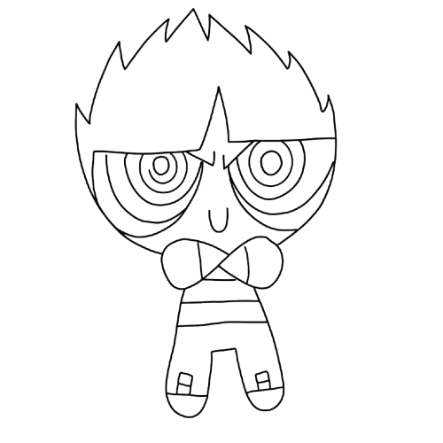 Butch Outline, Cartoon, The_Powerpuff_Girls, Rowdyruff_Boys, easy, famous