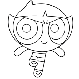 Buttercup Flying Outline, Cartoon, The_Powerpuff_Girls, Buttercup, easy, US