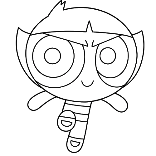Buttercup Flying Outline, Cartoon, The_Powerpuff_Girls, Buttercup, easy, US