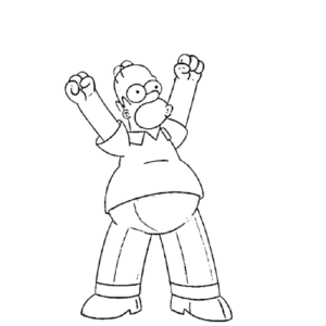 CHEERING POSE, Cartoon, Homer Simpson, The Simpsons, Cartoon Character, Cheering