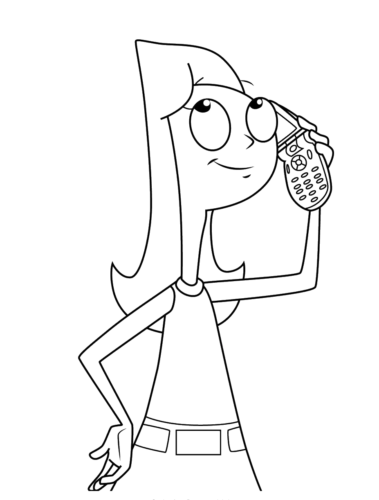 Candace Dancing Outline, Cartoon, Phineas_and_Ferb, Candace, easy, famous