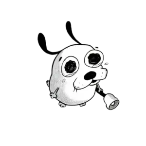 Courage Dog Cry, Cartoon, Courage_the_Cowardly_Dog, meme, cry, no color