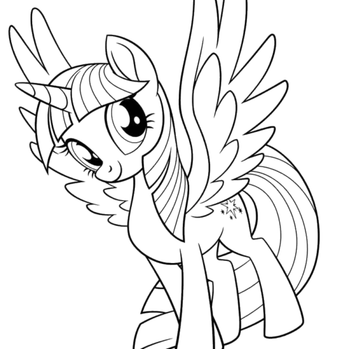Cute Pegasus Coloring, Cartoon, My_Little_Pony, Twilight_Sparkle, easy, famous