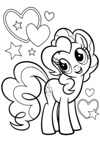 Cute Pony Line Art, Cartoon, My_Little_Pony, Pinkie_Pie, easy, famous