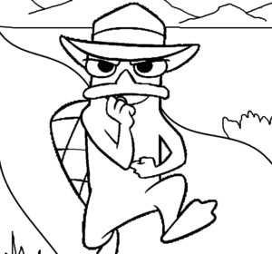 Detective Perry Outline, Cartoon, Phineas_and_Ferb, Perry_the_Platypus, easy, famous