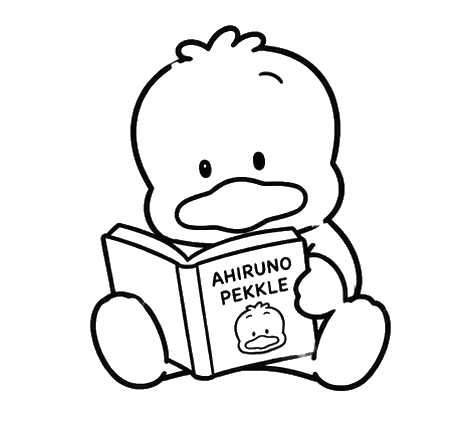 Duck Reading, Cartoon, duck_character, easy, JP, US