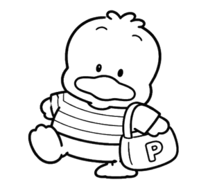Duck Sitting Calm, Cartoon, anime, unknown_character, easy, JP