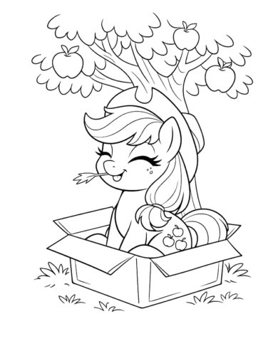 Pony Under The Tree, Cartoon, my_little_pony, applejack, easy, famous