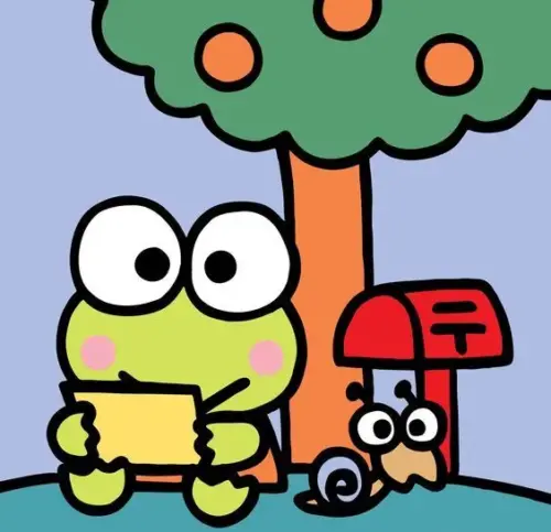 Frog Holding Umbrella, Cartoon, Hello_Kitty, Keroppi, easy, famous