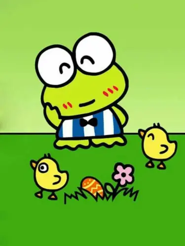 Frog In The Garden, Cartoon, Sanrio, Keroppi, easy, famous
