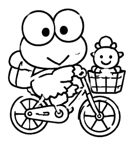 Frog Riding Bicycle, Cartoon, characte, kero_roppi, easy, famous
