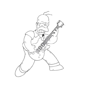 GUITAR PERFORMANCE, Cartoon, homer_simpson, The_Simpsons, normal, famous