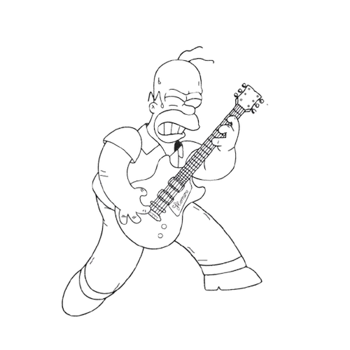 GUITAR PERFORMANCE, Cartoon, homer_simpson, The_Simpsons, normal, famous