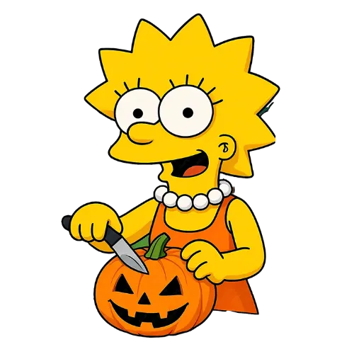 Halloween Pumpkin, Cartoon, The_Simpsons, Lisa_Simpson, easy, famous