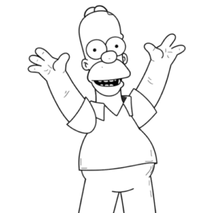 HAPPY SMILE, Cartoon, Homer Simpson, The Simpsons, Cartoon Character, Line Art